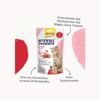 GimCat Nutri Pockets Kedi Ödülü Biftek Malt 60 Gram